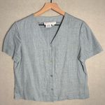 Maggy London Women’s Petite Linen Blend Short Sleeve Button Down Spring size 10 Photo 0