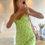 ZARA  Lime Green Floral Mini Dress Photo 2