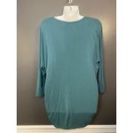 Zenana Shirt Womens Small Teal Dolman Tunic Top 3/4 Sleeve Ruched Side Hem Green Photo 3