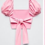 ZARA Pink  top with puffy sleeves Photo 1