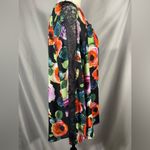 EST 1946 Women Bright Colorful Floral Lace Top Blouse Long Sleeve Tie Neck Sz XL Black Photo 3