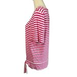 Talbots Striped Tie Front Short Sleeve Top Shirt Pink White Size Small Photo 3