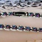 Handcrafted bracelet with aurora borealis Swarovski crystal Silver Photo 0