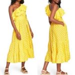 Lisa Marie Hernandez Linen Blend Polka Dot Ruffle Dress Yellow Size XS NWT Photo 2