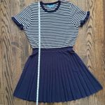 Draper James Knit Dress XXL Nautical Striped Ruffle Sleeve Pleated Skirt Stretch Photo 9