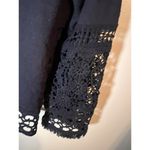 Chico's  Open Front Black Floral Embroidered Jacket Womens 1/M Crochet Lace Boho Photo 6