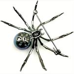 Vintage Style Gothic Spider Shape Brooch Inlaid‎ Faux Pearls Personality Brooch Gray Photo 5