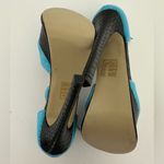 SCENE NEW  Platform Stiletto High Heels Y2K Snakeskin Aqua Blue w Black Size 7.5 Photo 3
