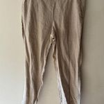 J.Jill Khaki Cropped 100% Linen Ankle Stretch Pants Photo 0
