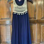 Lilly Pulitzer  Rachelle Navy Gold Crochet Swing Mini Dress Size XS Photo 1