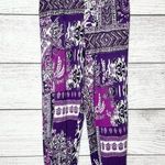 Purple Bohemian Paisley Floral Harem Pants Size Petite Medium Photo 0