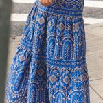 Cartolina Selena Blue Royal Azure Gold Eyelet Midi Skirt Size L NWT Size L Photo 1