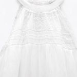 ZARA Oyster White Openwork Embroidered Midi Dress Photo 3