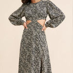 ASTR the Label Tie-Back Cut-Out Black and White Daisy Midi Dress Photo 0