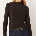 Mango  Women's Asymmetrical Neck And Buttons Sweater Photo 0