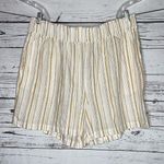 Wonderly NWT Size XXL White & Gold Stripe Elastic Waistband Linen Blend Shorts Photo 0