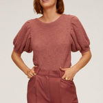 Mango MNG knit puff sleeve top Women’s SIZE MEDIUM Photo 0