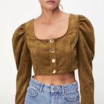 ZARA Mustard Button-Up Crop Top Photo 1