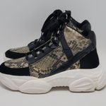 Womens Chunky High Top Snakeskin Hiking Sneakers Jumex Collection Shoes Size 39 Black Photo 12
