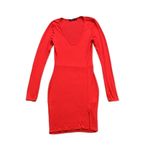 Boohoo 🆕 Long Sleeve Split Front Red Mini Dress Photo 4
