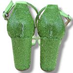 Shoes Size 10 Lulus Taylor Rhinestones Ankle Strap Heels Green With Flaws Missing Rhinestones Photo 9