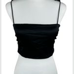 ZARA Black Satin Smocked Back Bandeau Crop Top Size Small Photo 8