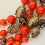 Orange gold tone and black multi strand vintage necklace Photo 8