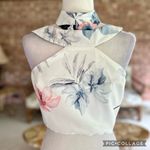 L'ATISTE L’Atiste Ivory Floral Halter Cutout Cropped High Neck  Top 8 Photo 1