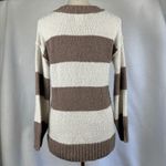 Hippie Rose Hippie‎ Rose V-Neck Striped Pullover Sweater Brown Cream Knit Cozy Womens Small Photo 2
