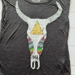 Chaser Womens cow skull Boho Tribal Aztec Graphic Print Skull Tank Top … Photo 8