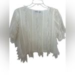 ZARA  Blouse Crop Top Semi Sheer FEATHER Fringe NWOT Photo 1