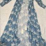 Palmacea Blue and White Floral Swimwear Resort Coverup with Flowing Design Size XS Photo 10