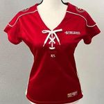 NFL Rare Y2K San Francisco 49ers red & white lace up baby tee jersey - Size S Photo 0