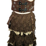 Spirit Halloween  Steampunk‎ Costume Skirt Vest Mask Adult M/L Brown Gothic Gears Photo 0