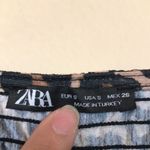 ZARA Women’s Leopard Print Smocked Peplum Hem Short Puff Sleeve Blouse Photo 5