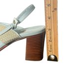 Cole Haan Vintage  Woven Chunky Block Heel Sandals Leather‎ Blue Womens Size 8 Photo 10