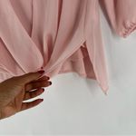 J. Jill Layered Crossover Faux Wrap Crepe Chiffon Soft Ballet Pink Blouse Size XS Photo 6
