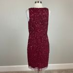 Adrianna Papell Sequined Sleeveless Mini Sheath Party Cocktail Dress Red Size 6 Photo 3