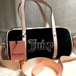 Juicy Couture NEW Pink Black Velour Mini Barrel Bag Photo 0