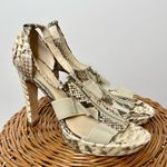 Alexandre Birman  Snakeskin Platform Zip Heels Snake 9‎ B 40 Sexy Natural Photo 0