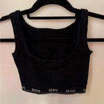 SKIMS  Seamless Rib Scoop Bralette Logo Band Black Crop Tank Onyx small Photo 0