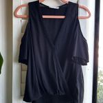 Lush Clothing UO Lush crossover draped cold shoulder cropped blouse in black size S Photo 0
