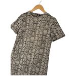 ZARA Woman Snakeskin Textured Short Sleeve Round Neck Shift Dress Brown XS Photo 4