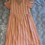Polagram Peach Striped Midi Dress Size S Photo 0