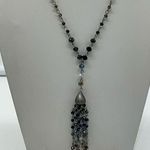 Jessica Simpson  Silver Tone Beaded Long Tassel Necklace Photo 1