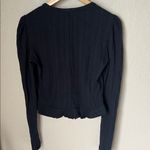 Pilcro  Black Button ribbed puffed shoulder long sleeve top Photo 7