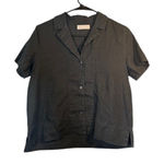 Everlane  Black Short Sleeve Collared 100% Linen Button Down Shirt Women Sz 2 Photo 0