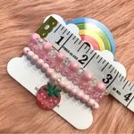 Boutique Kawaii Pink Beaded Bracelet Set Strawberry Charm Photo 4
