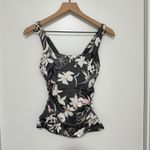 Athleta  | NWT Gray Pink Aqualuxe Wildflower Floral Built-in-Bra Swim Tank, 32B/C Photo 2