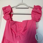 STAUD Elio Button Down Off the Shoulder Midi Dress in PINK PLUMERIA Size 0 NWT Photo 2